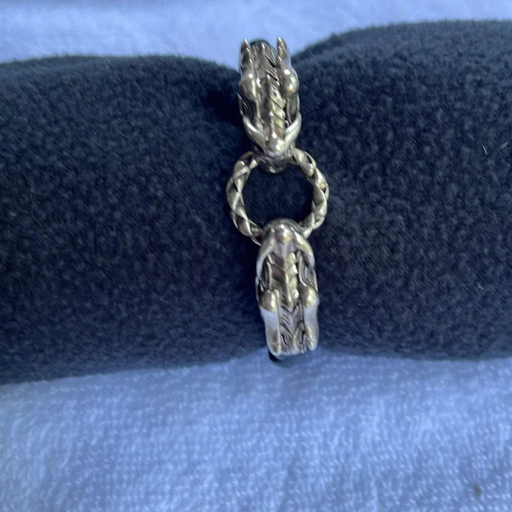 John Hardy Naga Double Dragon Black and Silver Braided Bracelet - Picture 5 of 11
